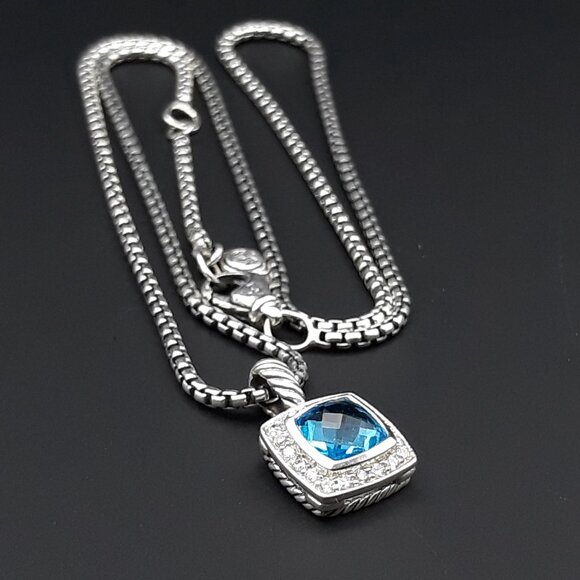 David Yurman Petite Albion Necklace Blue Topaz - Picture 3 of 4